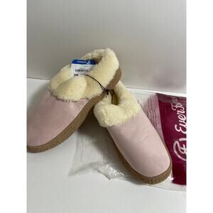 Everfoams Womens Sz XL 11-12 pink Micro Suede‎ Faux Fur Inside Rubber Soles NEW